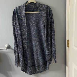 blue cardigan